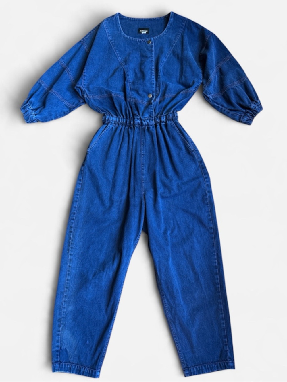 Rachel Comey denim jumpsuit Holt dark blue wash stretch waist size 8 taper leg
